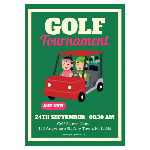 Mixed open golf tournament invitation template