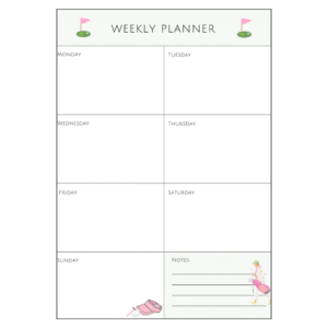 golf themed weekly planner