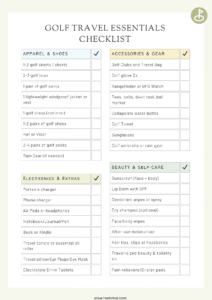 golf travel checklist for women