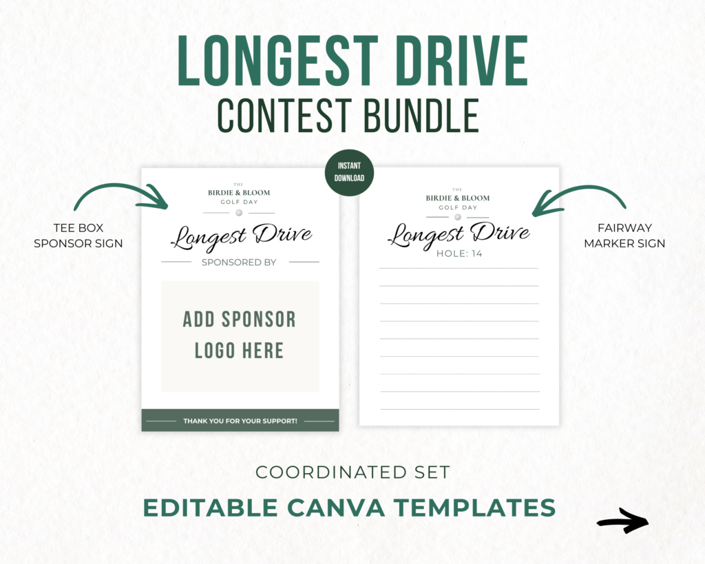 Longest Drive Golf Contest Sign, Golf Sponsor Sign