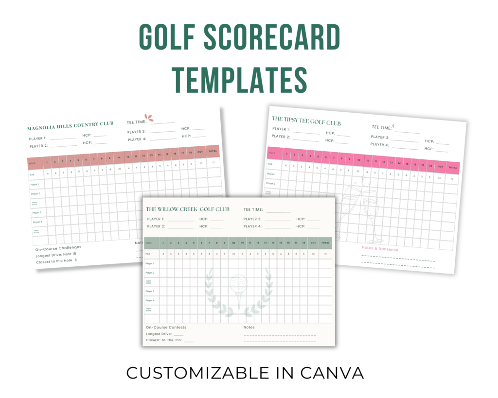 customizable golf scorecards