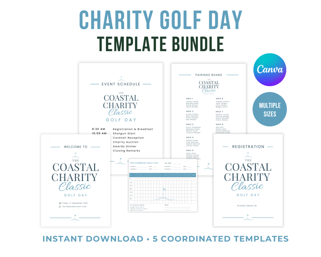 Charity golf signage template bundle