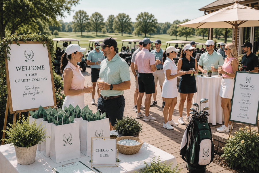 golf fundraiser ideas, golf check in table