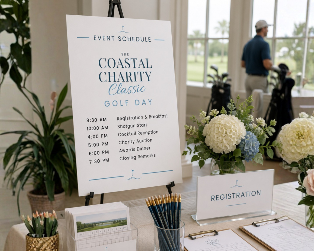 golf tournament timeline, golf day planning ideas