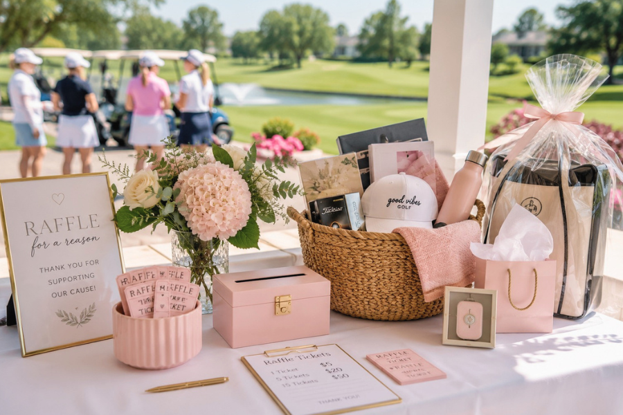 golf raffle tickets and prizes for a charity golf tournament