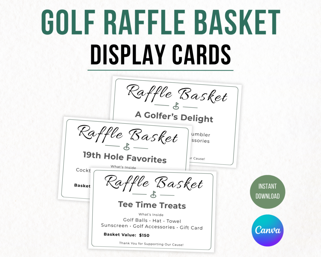 golf raffle display cards