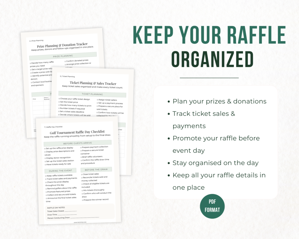 golf raffle planning checklist