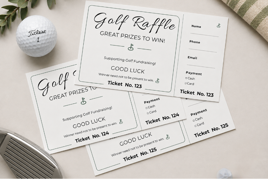 golf raffle tickets for charity golf tournaments