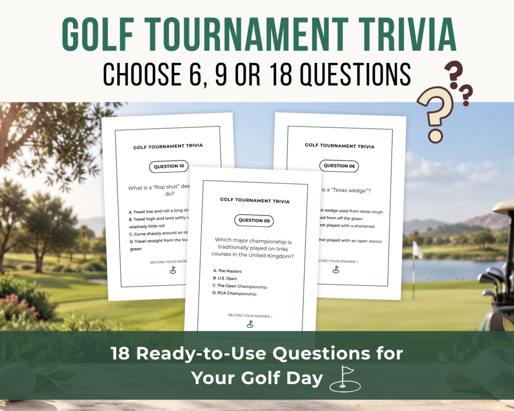 Golf tournament trivia kit